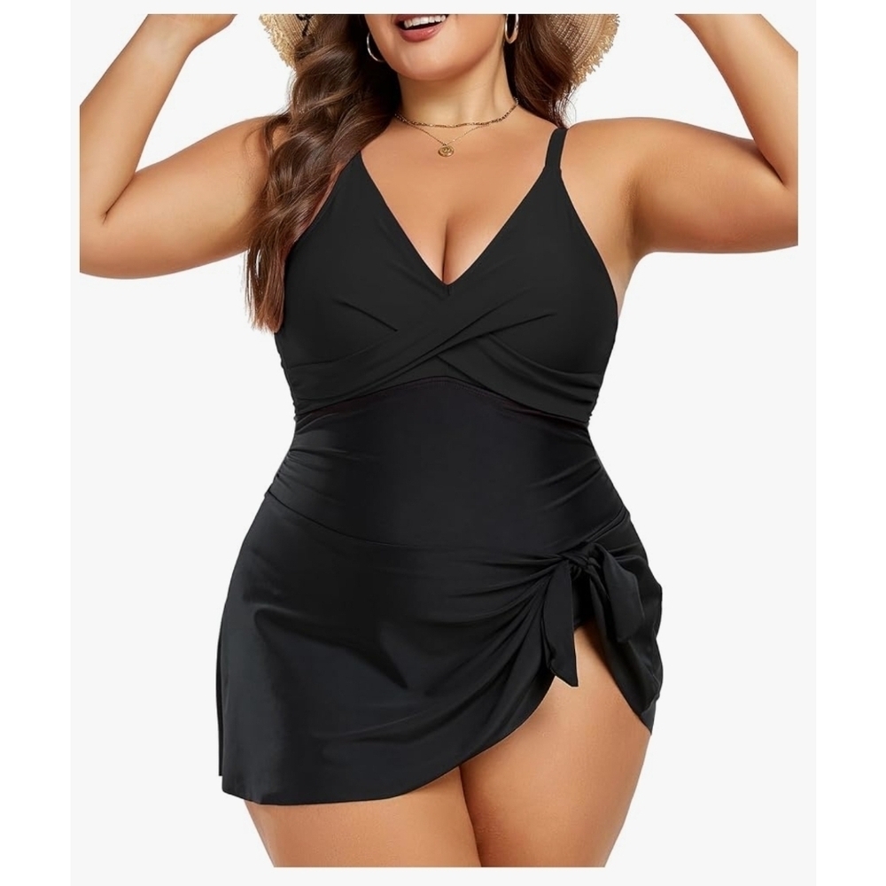 MFAVIP - 3X Elegant Black Women's Swim Dress - Picture 1 of 10